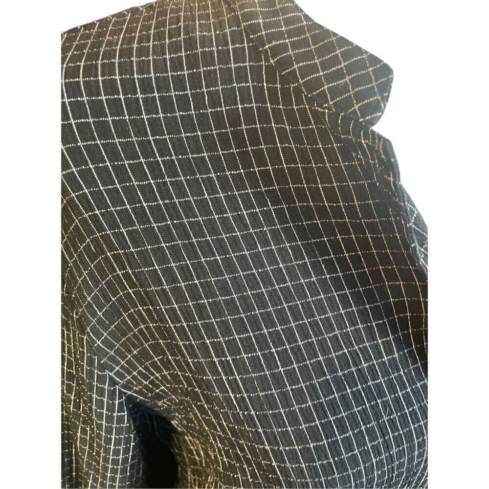 Liz Claiborne Women's Black & White Checkered Button-Down Long Sleeve Blouse/Sha - Picture 8 of 9